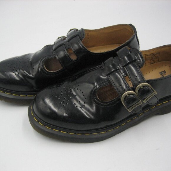 Doc Dr. Martens Women's Mary Jane Black Leather Shoes 12916 -US Size 9 - Picture 3 of 9